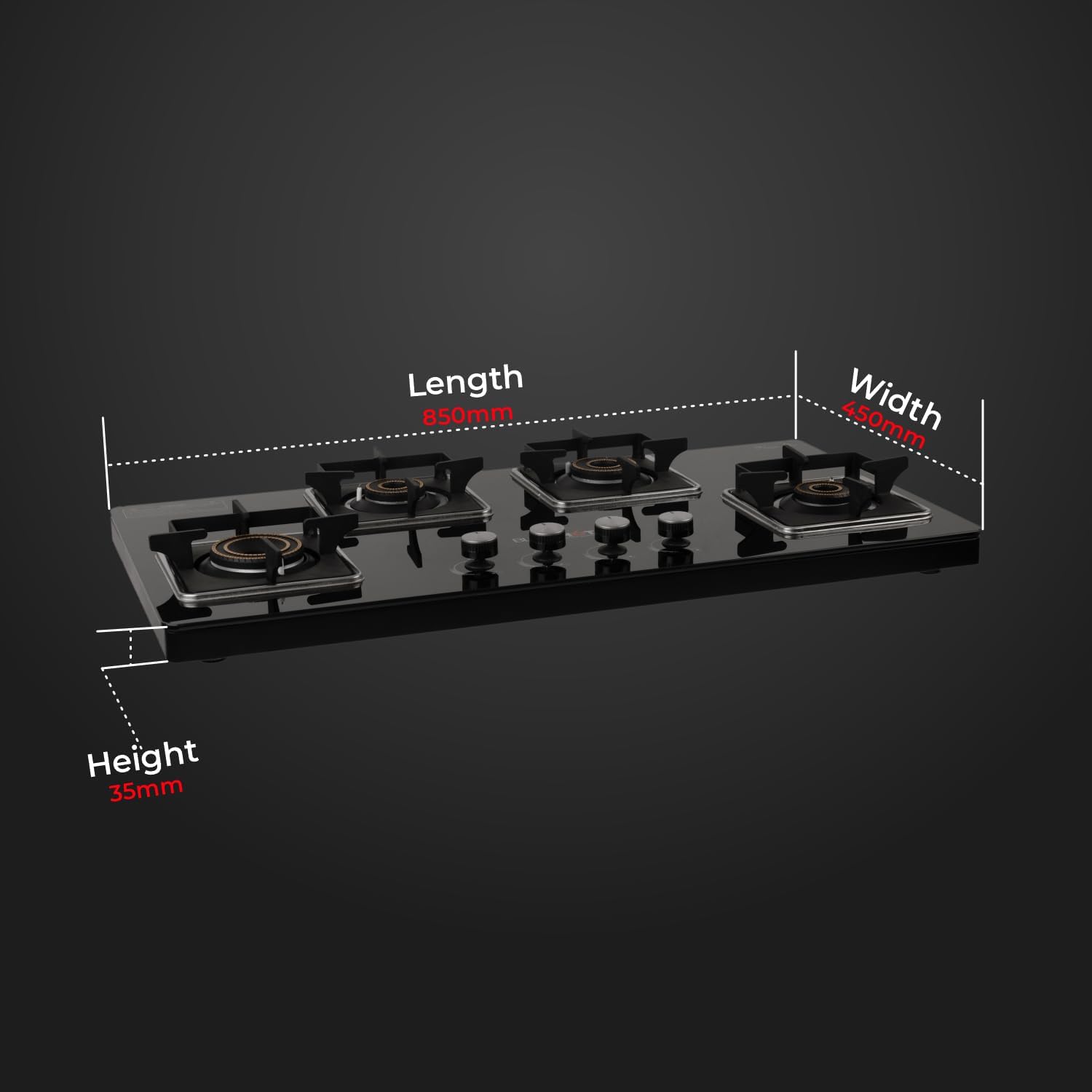 BLOWHOT Premium Hybrid Quartz 4 Burner Gas Stove Hob | Auto-Ignition | Hybrid Design | Toughened Glass Top | SABAF Gas Valve | 5 Years Warranty on Glass and Gas Valve | 2 Years Warranty on Burner - Image 5