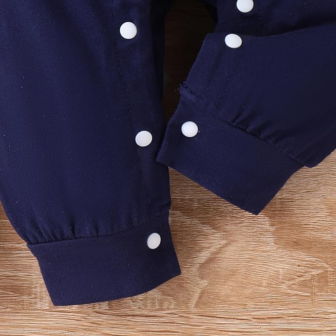 TOKIAGO Baby Boy Clothes Newborn Outfits Fall Winter Stripe Romper Infant Cartoon Overall Adjustable Suspender Pants Set - Image 5
