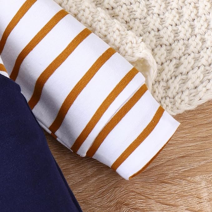 TOKIAGO Baby Boy Clothes Newborn Outfits Fall Winter Stripe Romper Infant Cartoon Overall Adjustable Suspender Pants Set - Image 3