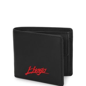 Men Woven Design Leather Two Fold Wallet with SD Card Holder